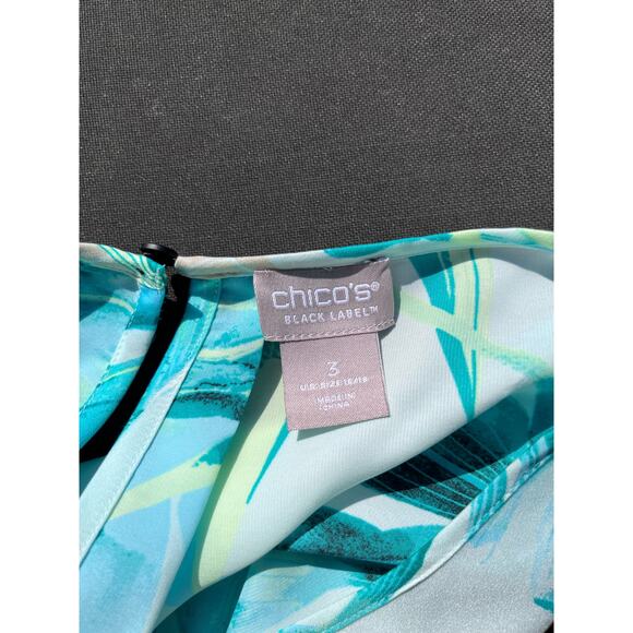 Chico's Black Label Front Tuck Tank Sz 3 ~ L (16-18) Tropical Dressy Lightweight - Picture 5 of 6